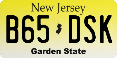 NJ license plate B65DSK