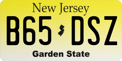 NJ license plate B65DSZ
