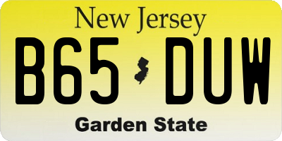 NJ license plate B65DUW