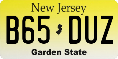 NJ license plate B65DUZ