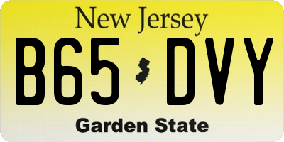 NJ license plate B65DVY
