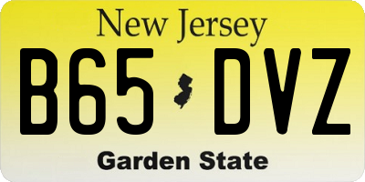 NJ license plate B65DVZ