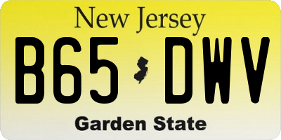 NJ license plate B65DWV