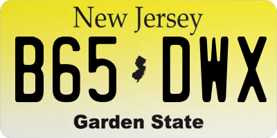 NJ license plate B65DWX
