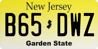 NJ license plate B65DWZ