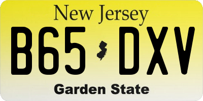 NJ license plate B65DXV