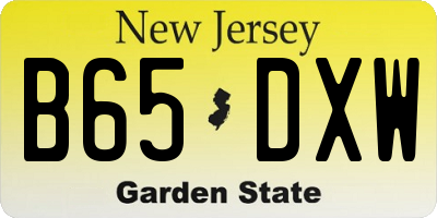 NJ license plate B65DXW