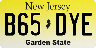 NJ license plate B65DYE