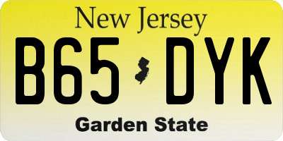 NJ license plate B65DYK