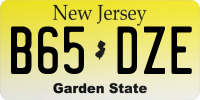 NJ license plate B65DZE