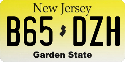 NJ license plate B65DZH