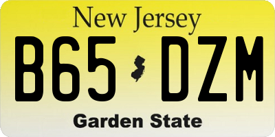 NJ license plate B65DZM