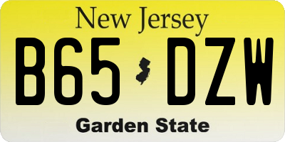 NJ license plate B65DZW