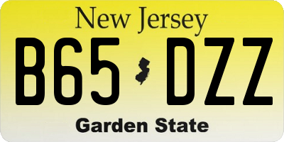 NJ license plate B65DZZ