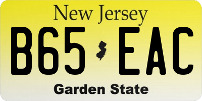 NJ license plate B65EAC