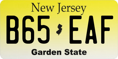 NJ license plate B65EAF
