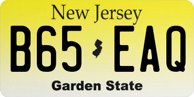 NJ license plate B65EAQ