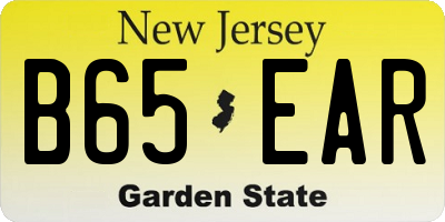 NJ license plate B65EAR