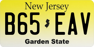 NJ license plate B65EAV