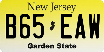 NJ license plate B65EAW