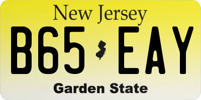 NJ license plate B65EAY