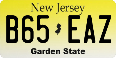 NJ license plate B65EAZ