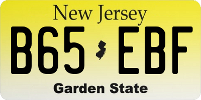NJ license plate B65EBF
