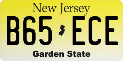 NJ license plate B65ECE