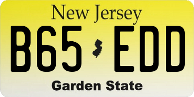 NJ license plate B65EDD