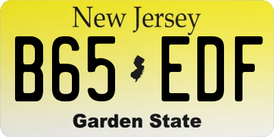 NJ license plate B65EDF