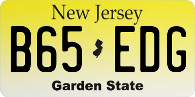 NJ license plate B65EDG