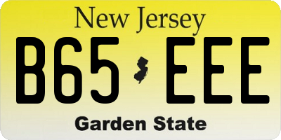 NJ license plate B65EEE
