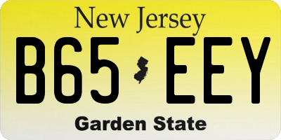 NJ license plate B65EEY
