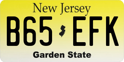 NJ license plate B65EFK