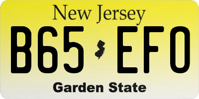 NJ license plate B65EFO