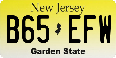 NJ license plate B65EFW