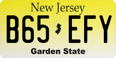 NJ license plate B65EFY