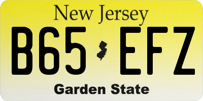NJ license plate B65EFZ