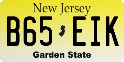 NJ license plate B65EIK