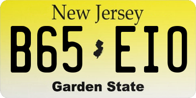 NJ license plate B65EIO