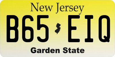 NJ license plate B65EIQ