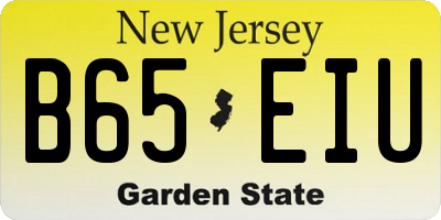 NJ license plate B65EIU