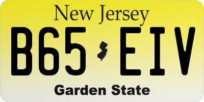 NJ license plate B65EIV