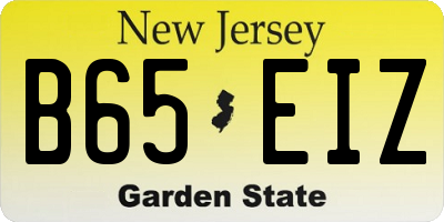 NJ license plate B65EIZ