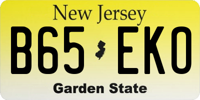 NJ license plate B65EKO