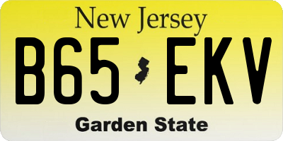 NJ license plate B65EKV