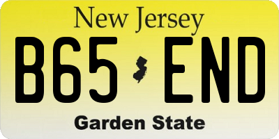 NJ license plate B65END