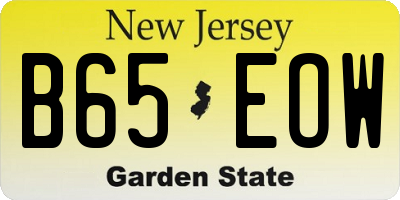 NJ license plate B65EOW