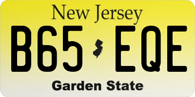 NJ license plate B65EQE