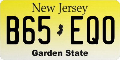 NJ license plate B65EQO